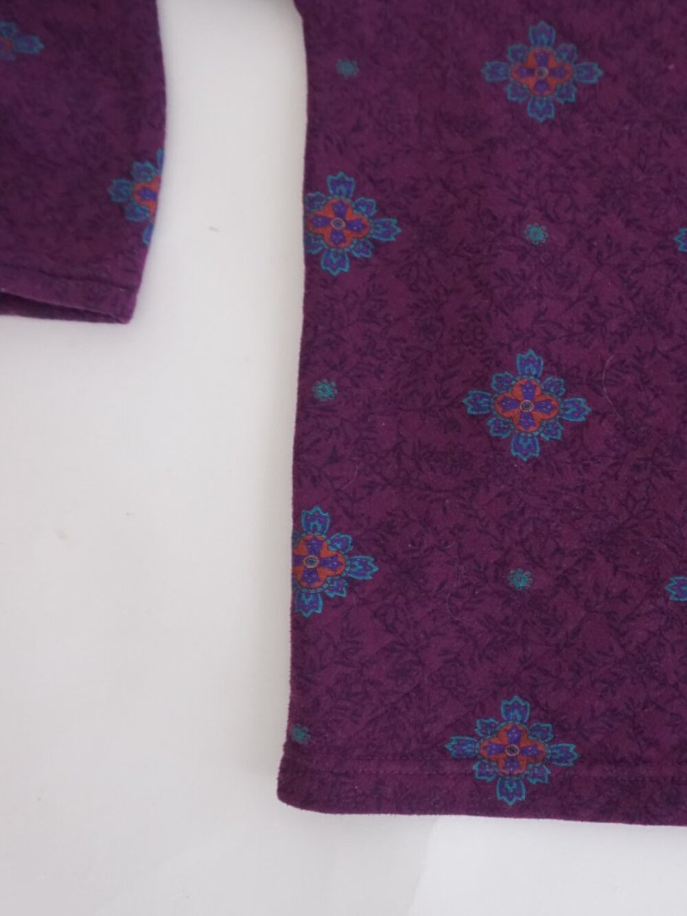 Vintage Gitano Purple Floral Geometric Grunge Academic Collared Polo Shirt S - Picture 6 of 9